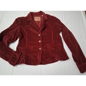 Levi Strauss Corduroy Jacket Womens Burgundy Classic Western Sz L Jewel Button